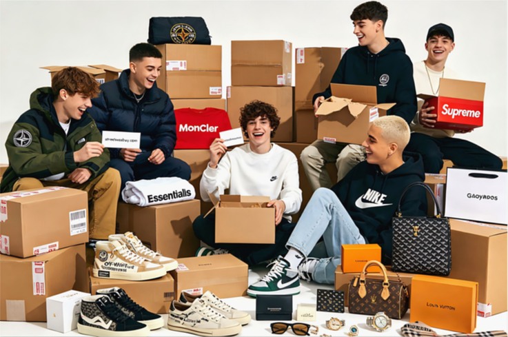 Rep bag haul showing Louis Vuitton, Goyard, Supreme via streetwearbuy